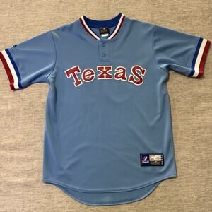 Nolan Ryan Texas Rangers Cooperstown Collection Blue Throwback Jersey Medium
